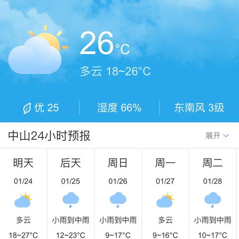 中山天气预报（中山天气预报一周7天）